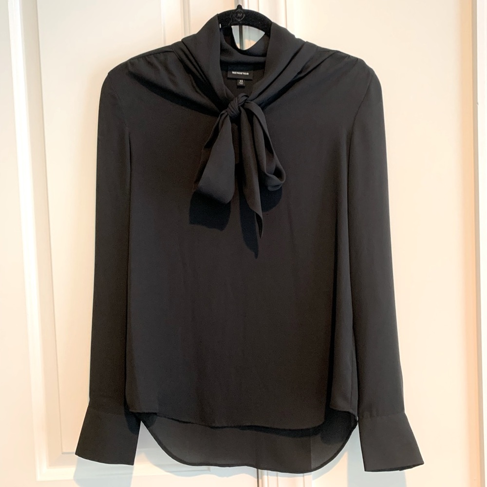Black blouse with tied neck